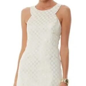 Lilly Pulitzer Size 0 White and Gold Checkered Dress